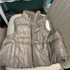 Charlotte Russe Shiny Grayish Brown Puffer Jacket